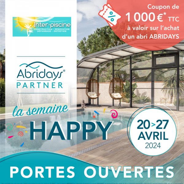 Semaine portes ouvertes spéciale Abris Piscine  ABRIDAYS du 20 au 27 avril 2024 à l'Isle sur la Sorgue dans le Vaucluse et le Lubéron