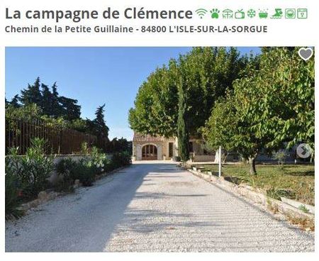 Hébergement sur l'Isle sur la sorgue LA CAMPAGNE DE CLEMENCE